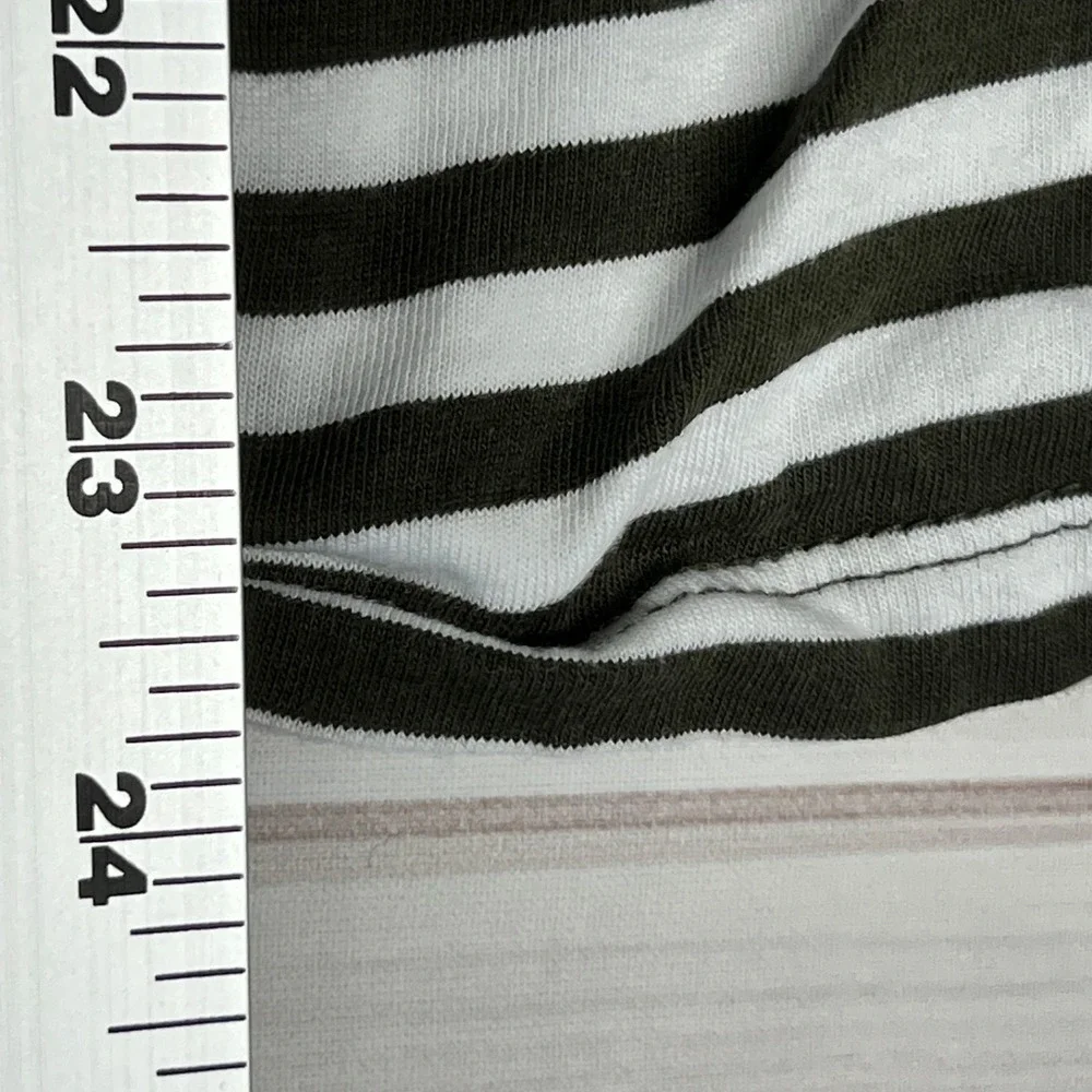 Michael Kors Top Womens Large Green Stripe Tank Flutter Strap Cotton Modal Knit